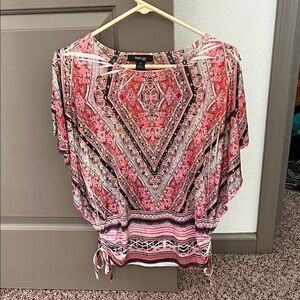 Style & Co. Women's Red and Black Geometric Blouse